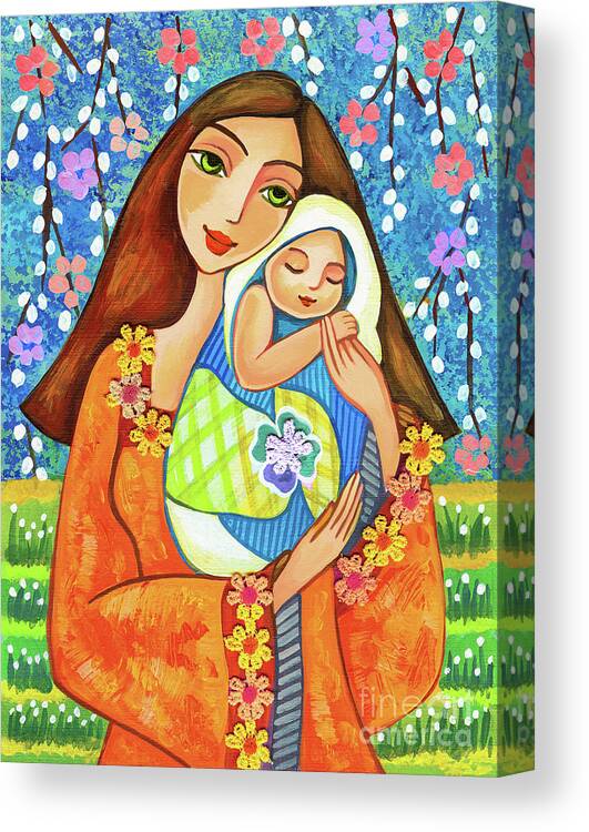 Mother And Child Canvas Print featuring the painting Spring Mother by Eva Campbell