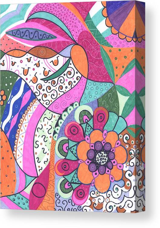 Springing Joy 2 By Helena Tiainen Canvas Print featuring the drawing Springing Joy 2 by Helena Tiainen