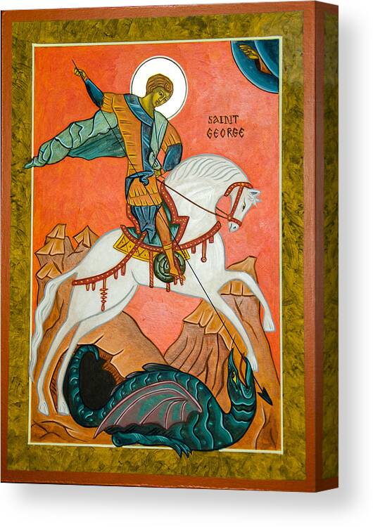 St George Canvas Print featuring the painting St George and the Dragon by Brenda Fox