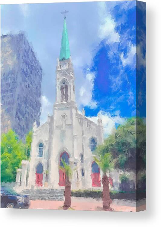  Canvas Print featuring the painting St Joseph Cathedral Baton Rouge by Gary Arnold