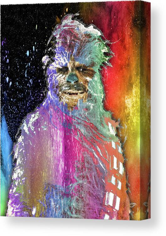 Yoda Canvas Print featuring the painting Star Wars Pop Chewbacca by Tony Rubino