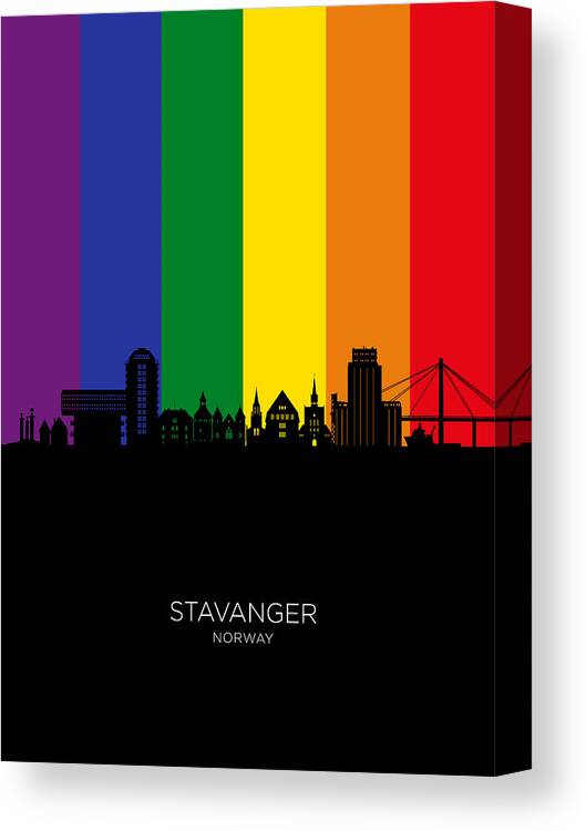 Stavanger Canvas Print featuring the digital art Stavanger Norway Skyline #70 by Michael Tompsett