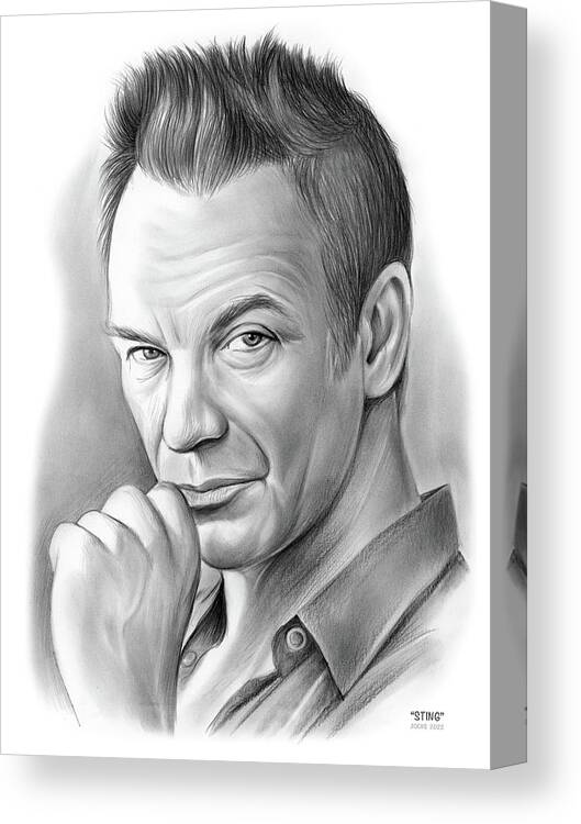 Sting Canvas Print featuring the drawing Sting - pencil by Greg Joens