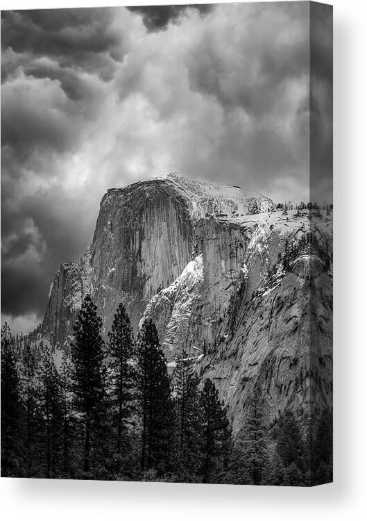 Landscape Canvas Print featuring the photograph Stormy Half Dome by Romeo Victor