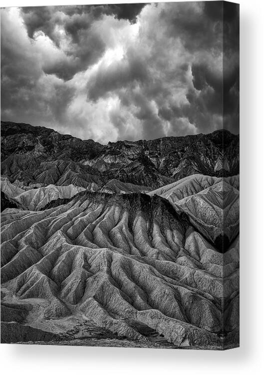 Landscape Canvas Print featuring the photograph Stormy Zabriskie Point by Romeo Victor