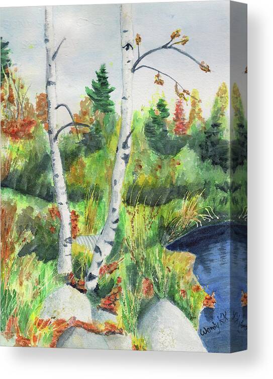 Tree Canvas Print featuring the painting Study of Birches by Wendy Keeney-Kennicutt