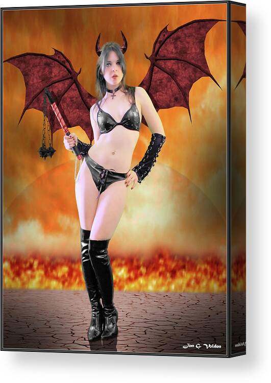Rebel Canvas Print featuring the photograph Succubus with flail by Jon Volden