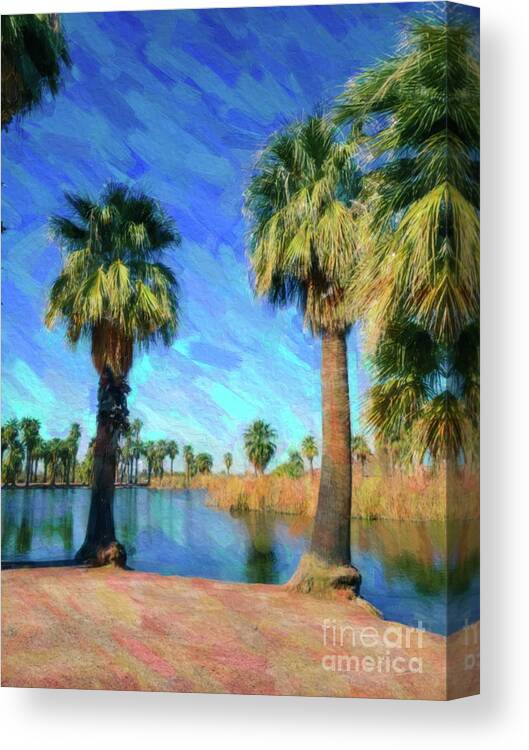 Papago Canvas Print featuring the painting Summer palms by Darrell Foster
