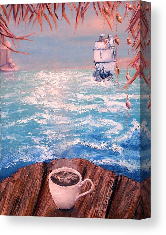 Ship Canvas Print featuring the painting Summertime Stories by Medea Ioseliani