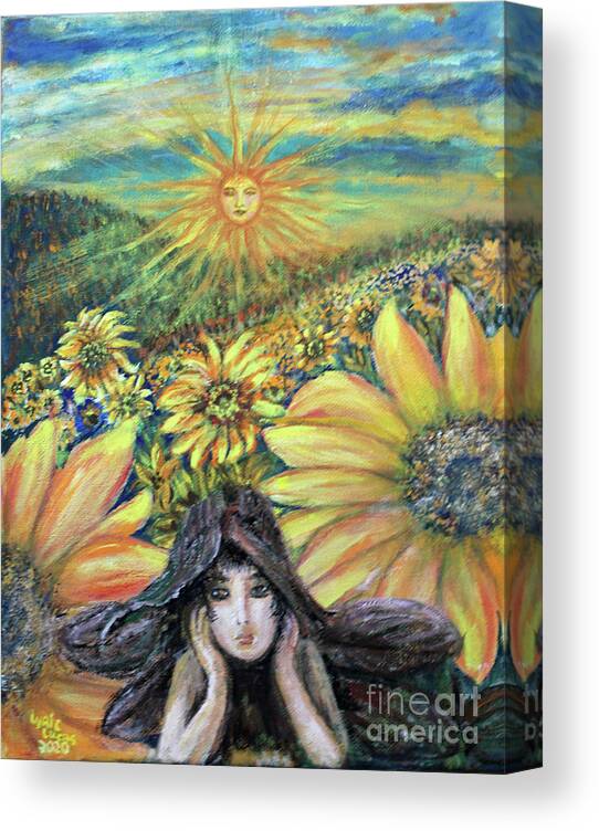 Flowers Canvas Print featuring the painting Sunflower Fantasy by Lyric Lucas