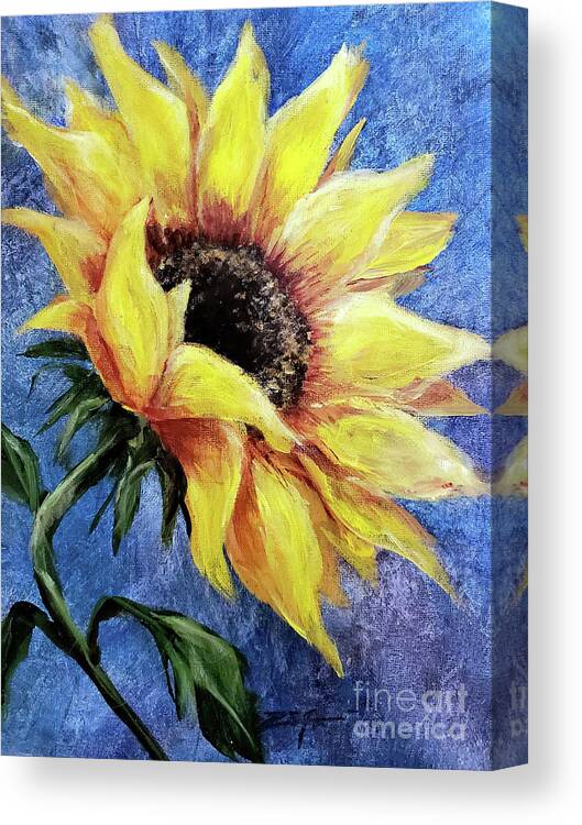Helianthus Annuus Canvas Print featuring the painting Sunflower by Zan Savage
