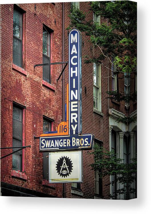 Vintage Canvas Print featuring the photograph Swanger Brothers Vintage Sign Philadelphia by Kristia Adams