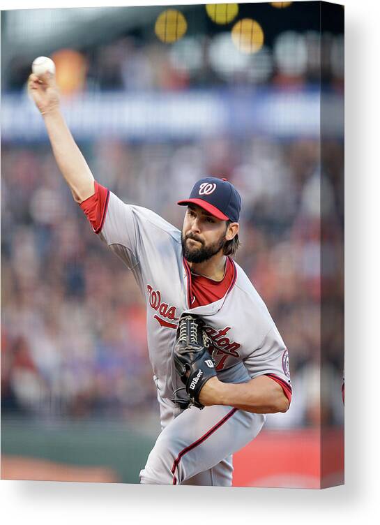 San Francisco Canvas Print featuring the photograph Tanner Roark by Ezra Shaw