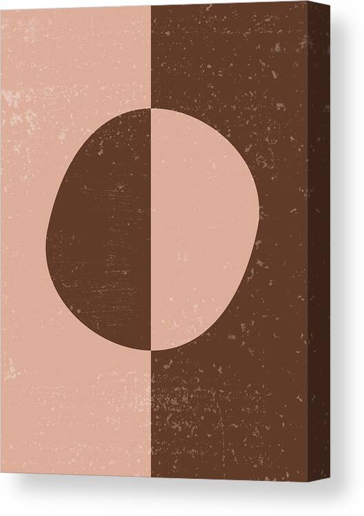 Terracotta Canvas Print featuring the mixed media Terracotta Abstract 56 - Modern, Contemporary Art - Abstract Organic Shape - Half Circles - Yin Yang by Studio Grafiikka
