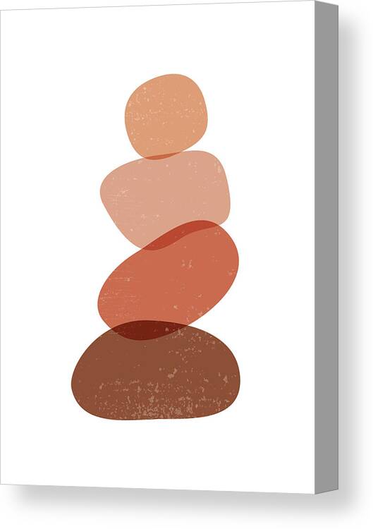 Terracotta Canvas Print featuring the mixed media Terracotta Abstract 60 - Modern, Contemporary Art - Abstract Organic Shapes - Zen Pebbles - Brown by Studio Grafiikka