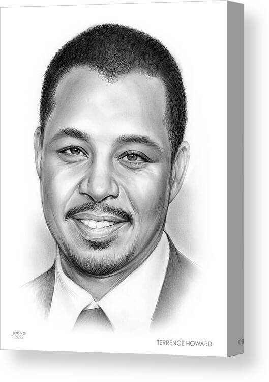 Terrence Howard Canvas Print featuring the drawing Terrence Howard by Greg Joens