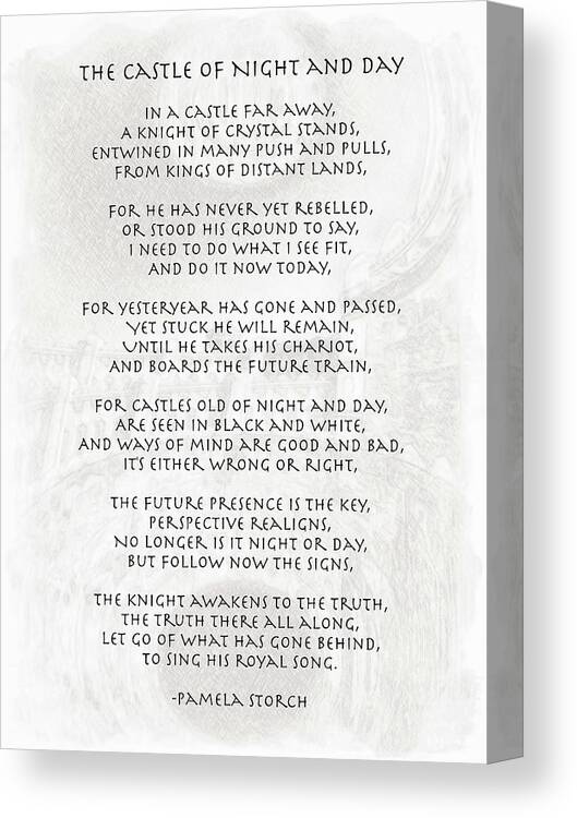 Pamela Storch Canvas Print featuring the digital art The Castle of Night and Day Poem by Pamela Storch