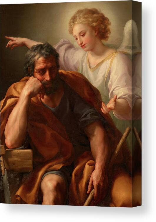 Anton Raphael Mengs Canvas Print featuring the painting The Dream of Saint Joseph, 1773-1774 by Anton Raphael Mengs