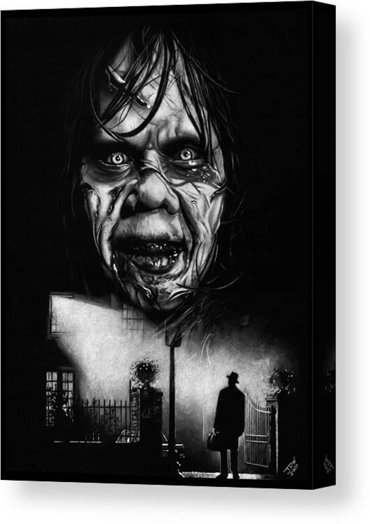 The Exorcist Canvas Print featuring the drawing The Exorcist by JPW Artist