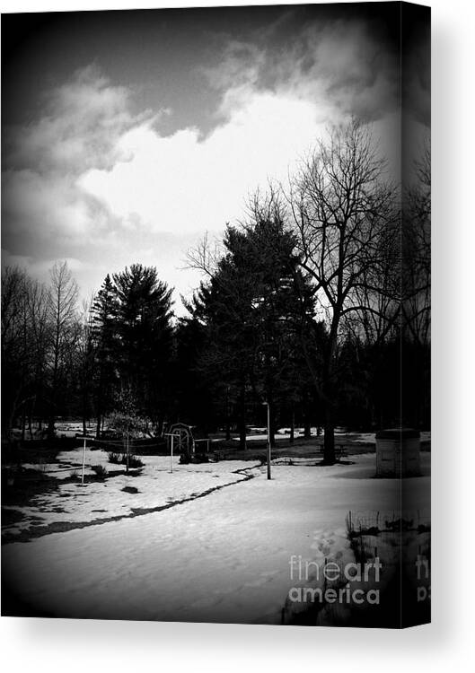 Landscape Canvas Print featuring the photograph The Journey of Life - Holga Black and White by Frank J Casella