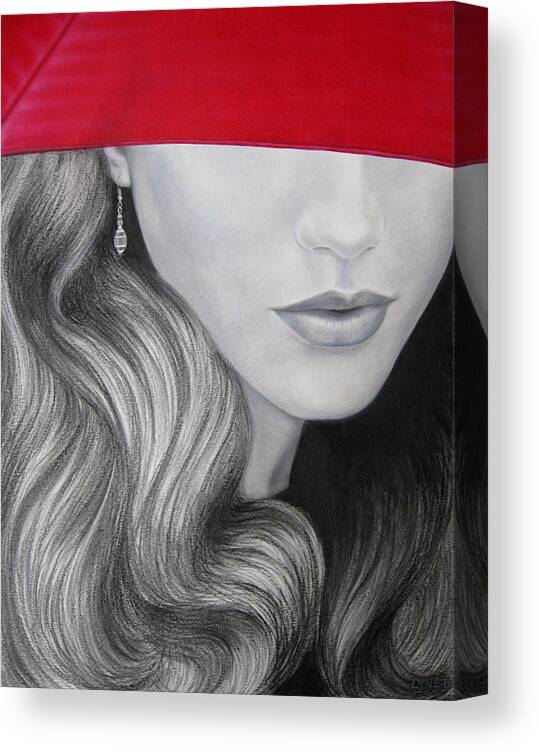 Woman Canvas Print featuring the painting The Red Umbrella by Lynet McDonald