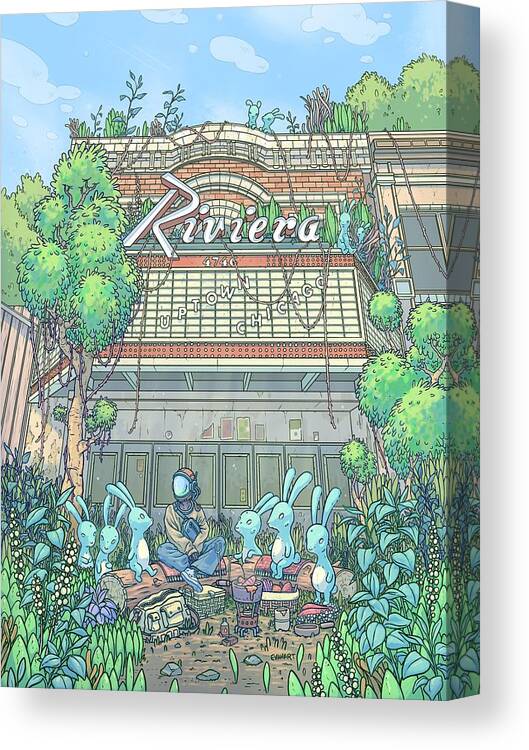 Digital Art Canvas Print featuring the digital art The Riviera Theatre by EvanArt - Evan Miller