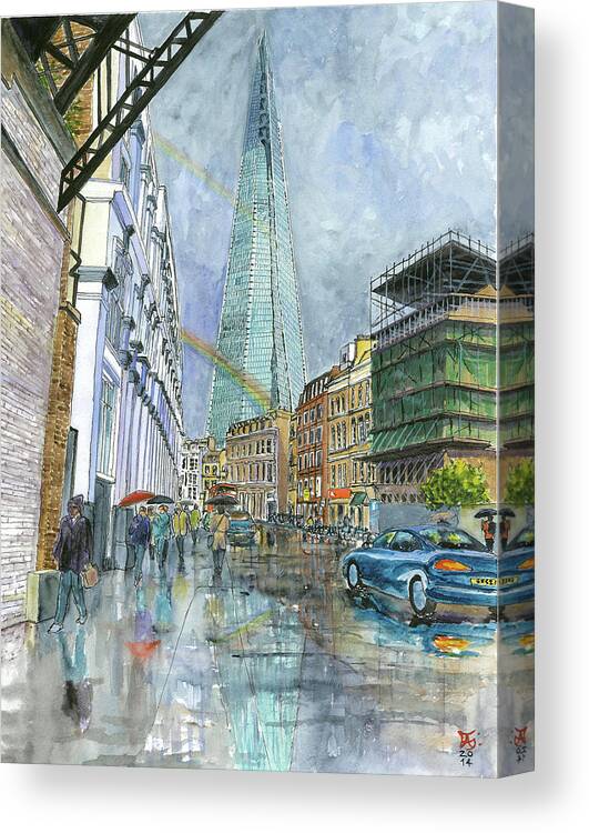  Canvas Print featuring the painting The Shard and the Rainbows London UK by Francisco Gutierrez