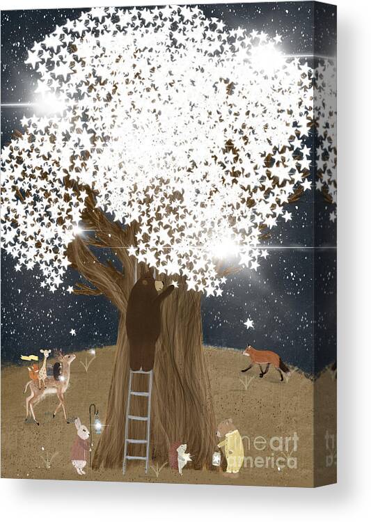 Nursery Canvas Print featuring the painting The Star Tree by Bri Buckley