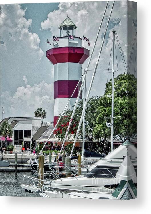 Harbour Town Lighthouse Canvas Print featuring the photograph Tranquility by Harbour Town Lighthouse by Amy Dundon