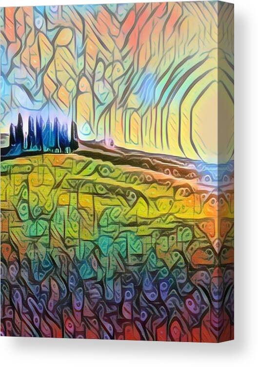 Aestheticism Canvas Print featuring the painting Trees Hill Landscape 1 by Tony Rubino