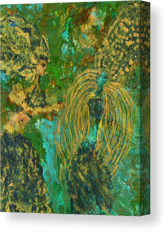 Mermaid Canvas Print featuring the painting Tribal Connections by Tessa Evette