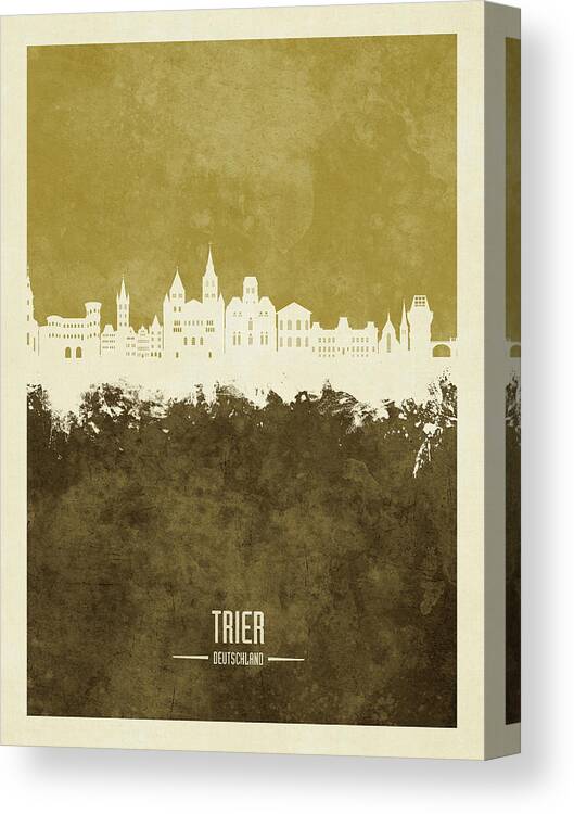 Trier Canvas Print featuring the digital art Trier Germany Skyline #44 by Michael Tompsett