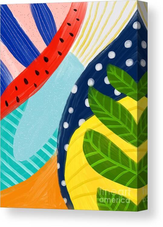 Abstract Canvas Print featuring the digital art Tropical Fever - Modern Colorful Abstract Digital Art by Sambel Pedes