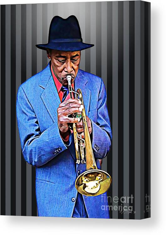 Portraits Canvas Print featuring the digital art Trumpet Man by Walter Neal