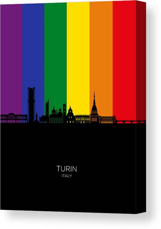 Turin Canvas Print featuring the digital art Turin Italy Skyline #24 by Michael Tompsett