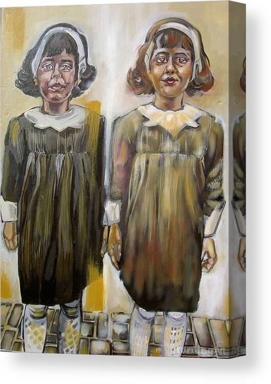  Canvas Print featuring the painting Twins by Try Cheatham