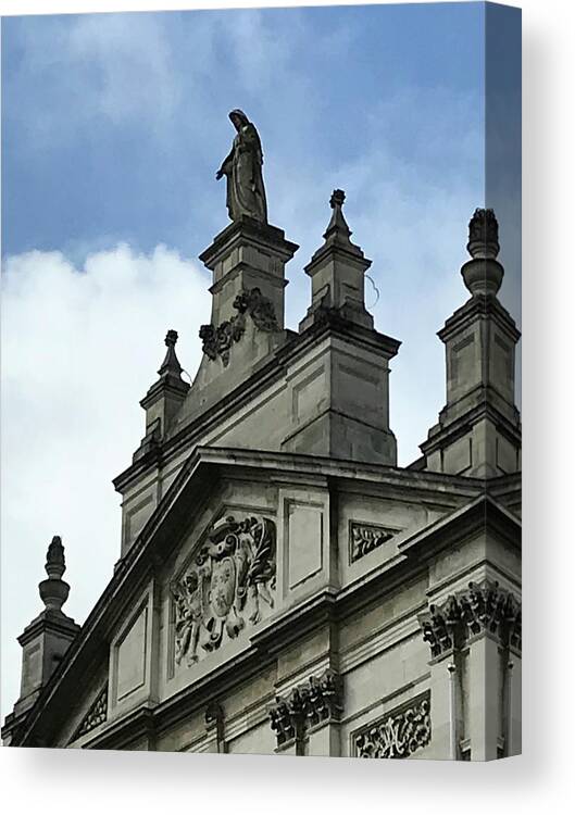Statue Canvas Print featuring the photograph Up to the Rooftop by Lee Darnell
