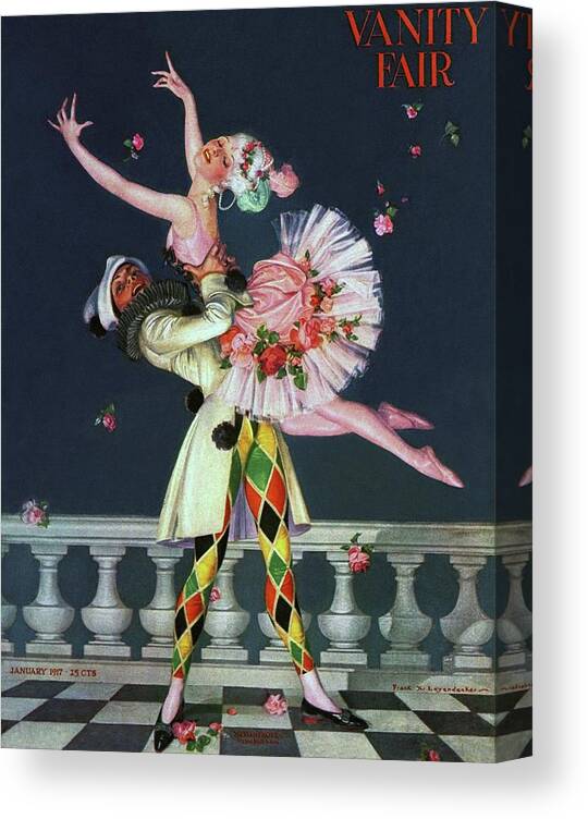 Dance Canvas Print featuring the painting Vanity Fair January 1917 Cover by Frank X Leyendecker