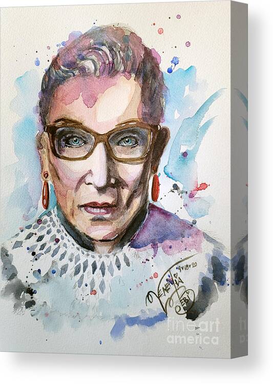 Portrait Canvas Print featuring the painting Voice of Reason - Tribute to RBG by Venetia Bebi