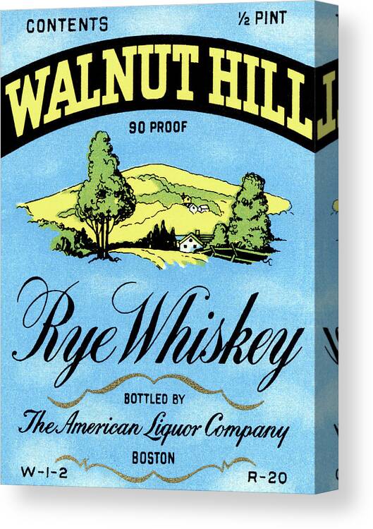 Vintage Canvas Print featuring the drawing Walnut Hill Rye Whiskey by Vintage Drinks Posters