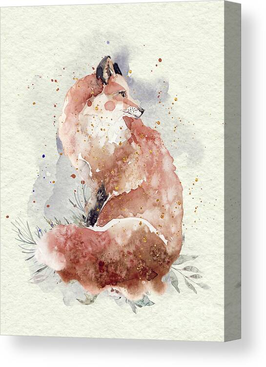 Fox Canvas Print featuring the painting Watercolor Fox by Garden Of Delights