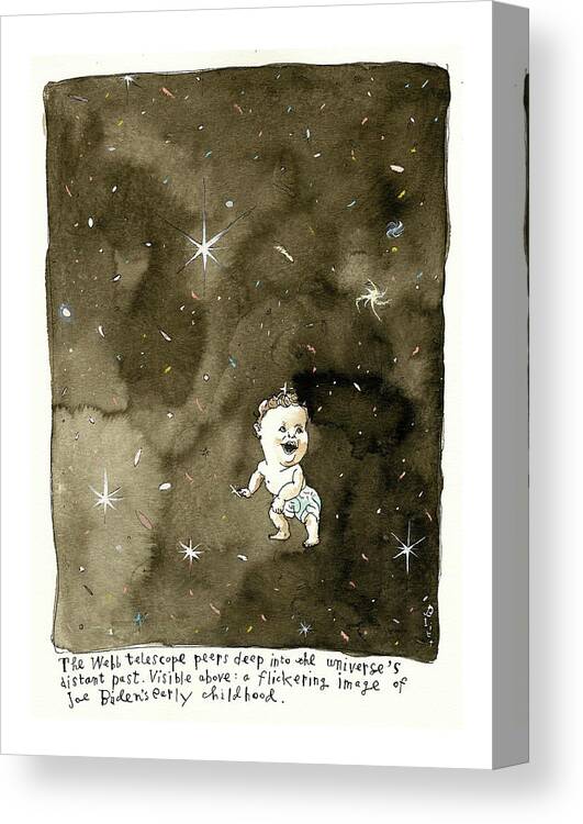 What The Webb Telescope Found In Deepest Space Canvas Print featuring the painting What the Webb Telescope Found in Deepest Space by Barry Blitt