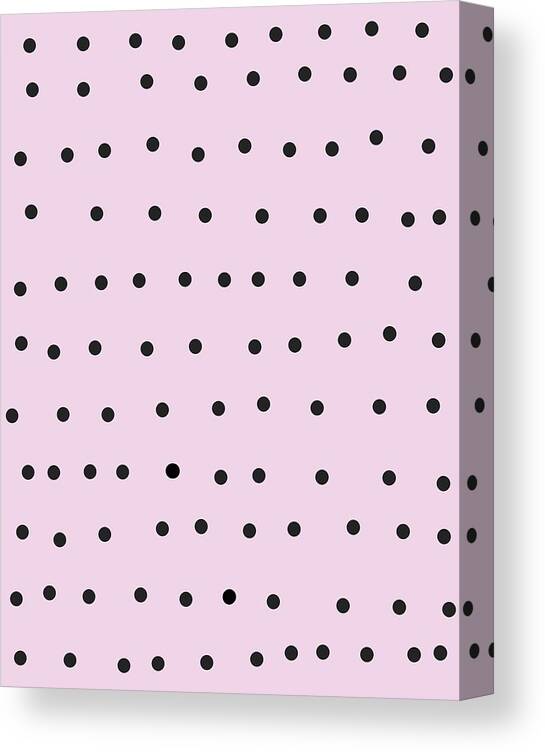 Pattern Canvas Print featuring the digital art Whimsical Black Polka Dots On Pink by Ashley Rice
