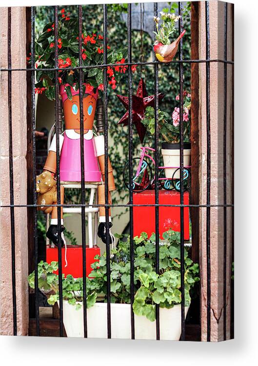 Druified Canvas Print featuring the photograph Whimsical Window Dressing in San Miguel De Allende by Rebecca Dru