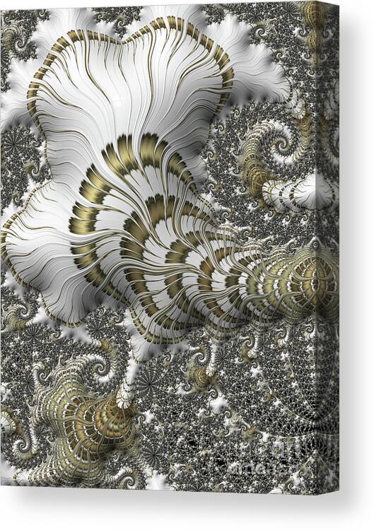 Fractal Canvas Print featuring the digital art White and Gold 02 by Amanda Moore