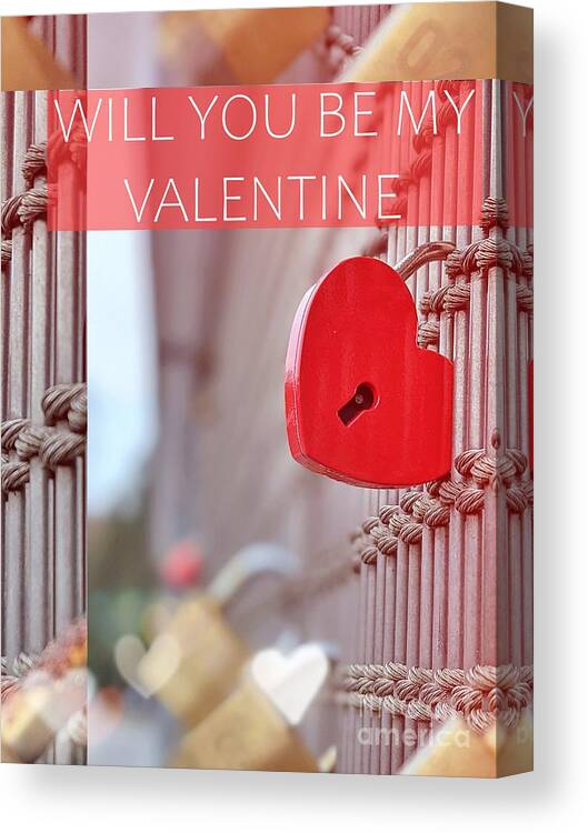 Lock Canvas Print featuring the photograph Will You Be My Valentine by Claudia Zahnd-Prezioso