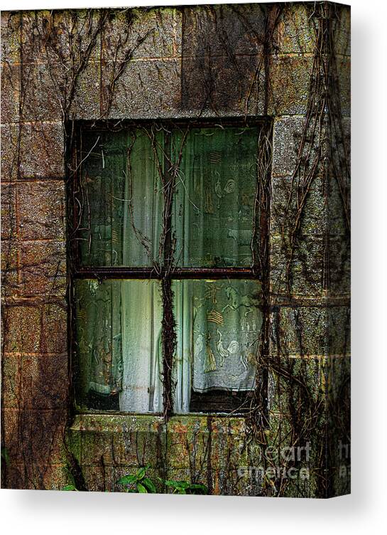 Abandoned Canvas Print featuring the photograph Window of Cinder Block House by Thomas Marchessault