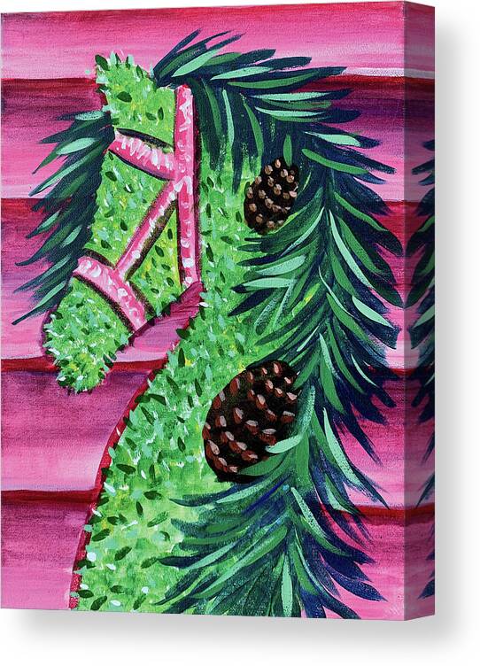 Christmas Canvas Print featuring the painting Winter Horse Wreath by Michele Fritz