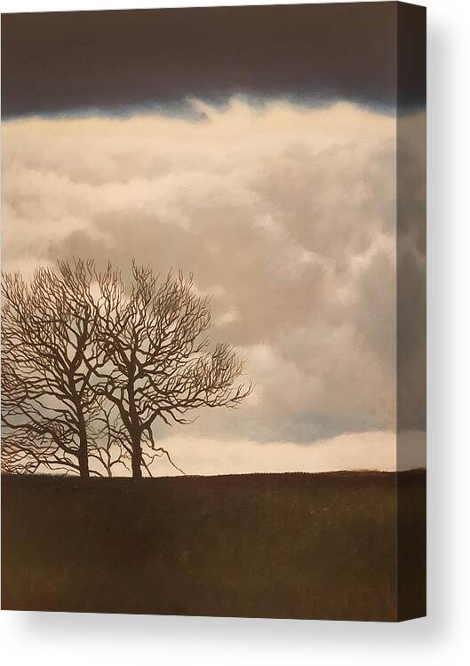  Canvas Print featuring the painting Winter Sky. by Caroline Philp