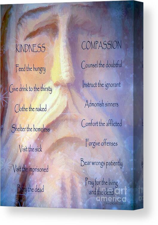 Mercy Canvas Print featuring the digital art Works Of Mercy by Jean OKeeffe Macro Abundance Art